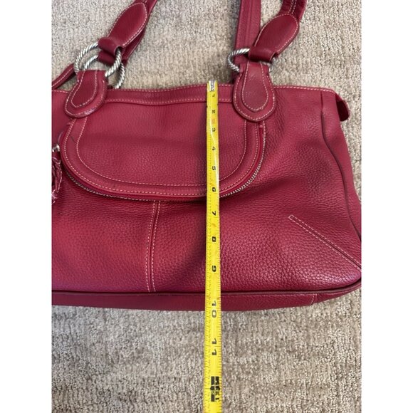Brighton Red Pebbled Leather Shoulder Tote Bag Rare Retired EUC - Picture 10 of 16